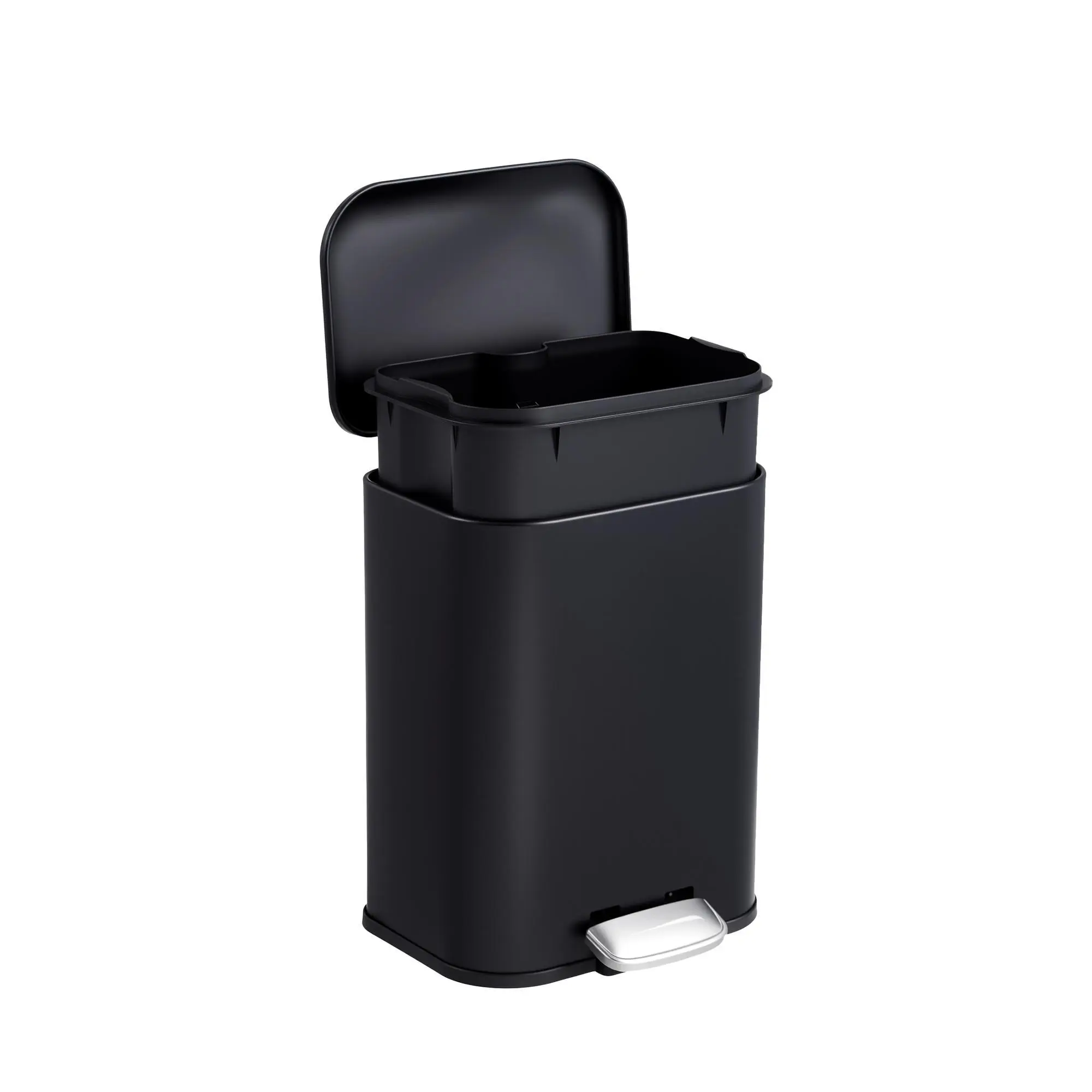 5/12/20/30/50L Stainless Steel Trash Can with Soft Close Lid Rectangular Step Garbage Bin with Removable Inner Bucket Fingerprint Resistant Waste Basket for Kitchen Bathroom Bedroom Office Toilet Home Organization 1.3 to 13 Gallon