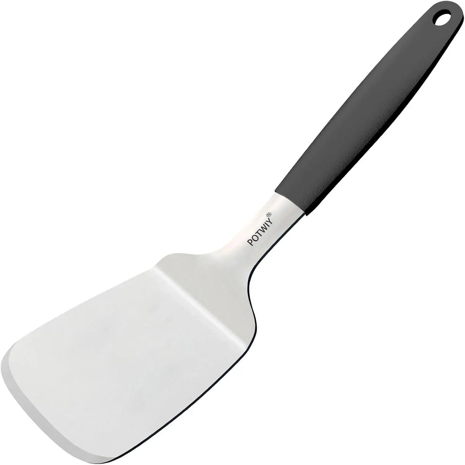 Sturdy Stainless Steel Spatula - Large Heavy-Duty Metal Kitchen & Barbecue Utensils, Cast Iron Skillet Turner with Handle for Flipping Steak, Pancake, 4.6x3.7 In
