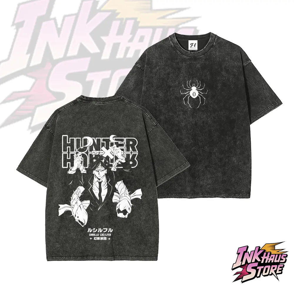 HXH Chrollo Phantom Troupe Spider 0 Print --Short Sleeve Cotton Unisex Retro wash Tee