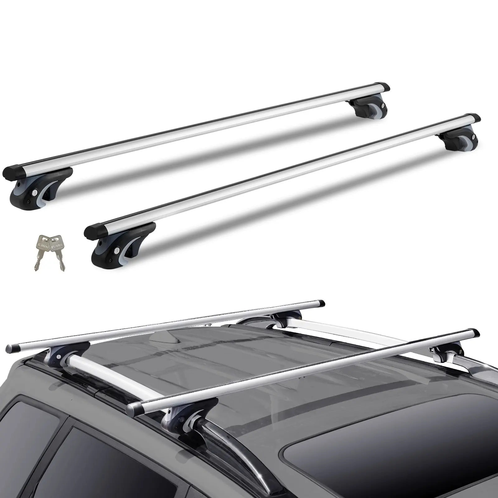【DealsForYouDays】VEVOR Roof Rack Cross Bars, Aluminum Roof Rack Crossbars, Fit Raised Side Rail with Gap, 200 lbs Load Capacity, Adjustable Crossbars with Locks, for SUVs, Sedans, and Vans