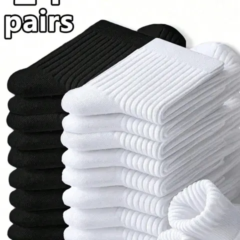 12/24 Pairs Kids Socks, and Unisex, Comfortable Soft Skin-Friendly, Casual Sports Socks, All Seasons, School Season Ready, Teen Socks, Youth Socks, Clothing, Clothes