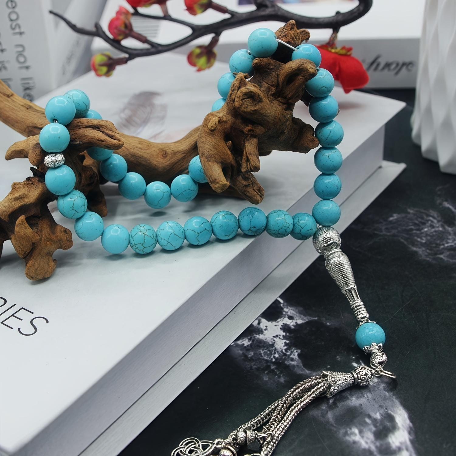 [Turquoise Prayer Beads] Original Design - 33 Turquoise Muslim Prayer Beads - 10Mm