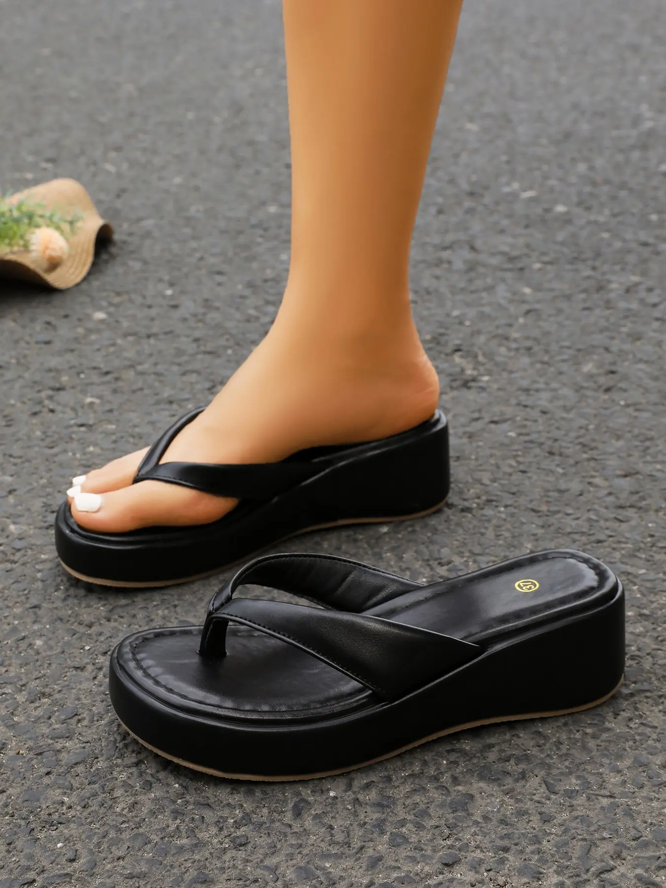 New Soft Leather Huarache Sandals for Women, Height-Boosting Thick Sole, Versatile Casual Footwear for Commute, Vacation, Beach