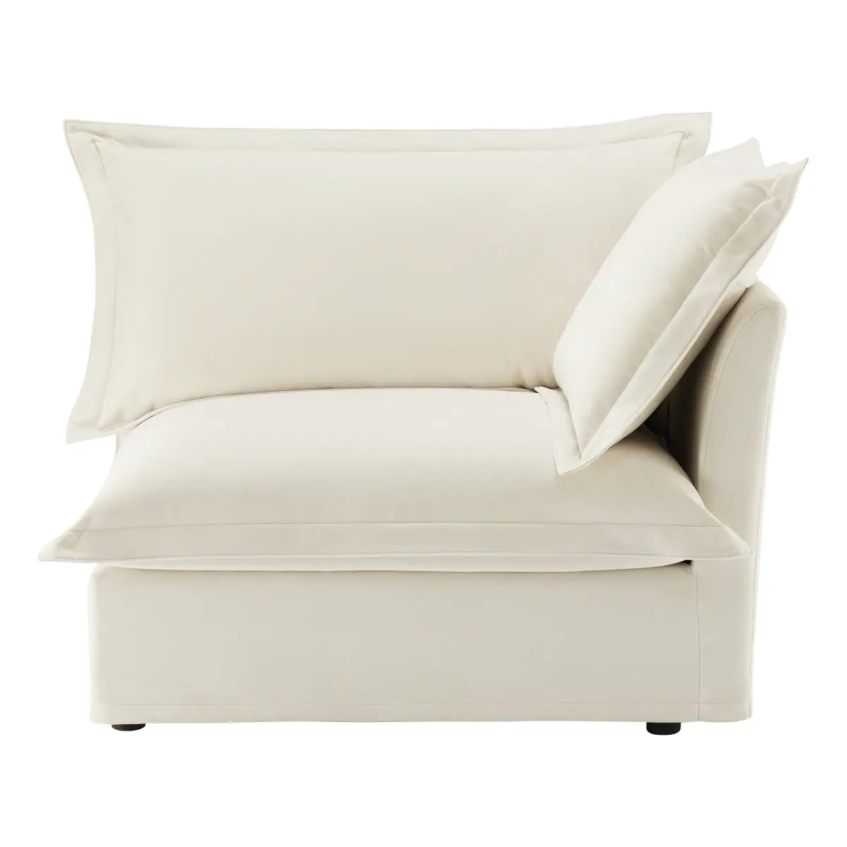 Family Sturdy Cotton Koala Comfy Indoor Sofa - RSF Model, Cream Modern Wood Frame, 300 Lbs Capacity, Pre-Assembled, Deep Seat, Stain-Resistant, Removable Covers, Cascading Hem, 1 Cushion, Contemporary Luxury Design, 41.73x33.07x34.64in
