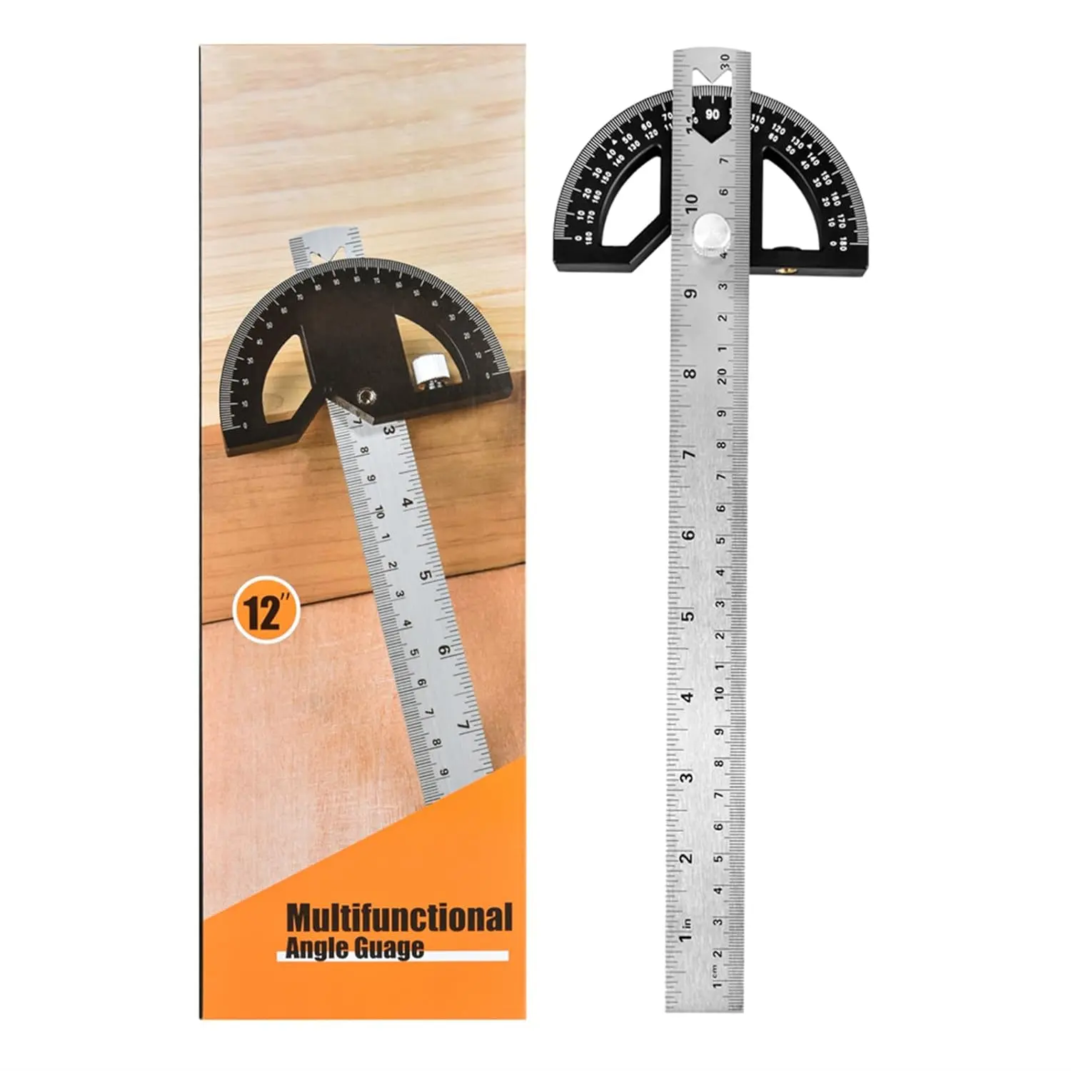 Protractors Angle Ruler Angle Finder Ruler Machinist Protractor Angle Measuring Tool 12-Inch Woodworking Ruler  Woodworking/Carpenter/Construction/Measurement/Hobbyists