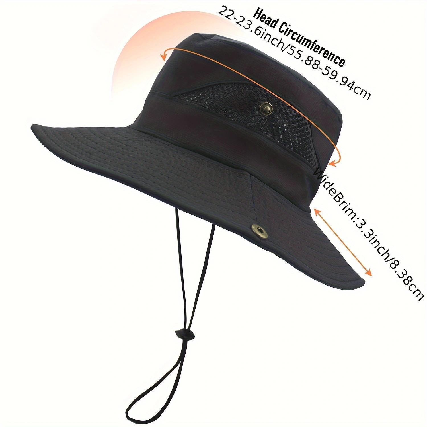 Men's Sun Hat Outdoor UPF50+ Mesh Wide Brim Bucket Safari Cap Foldable Waterproof Boonie Fishing Hats