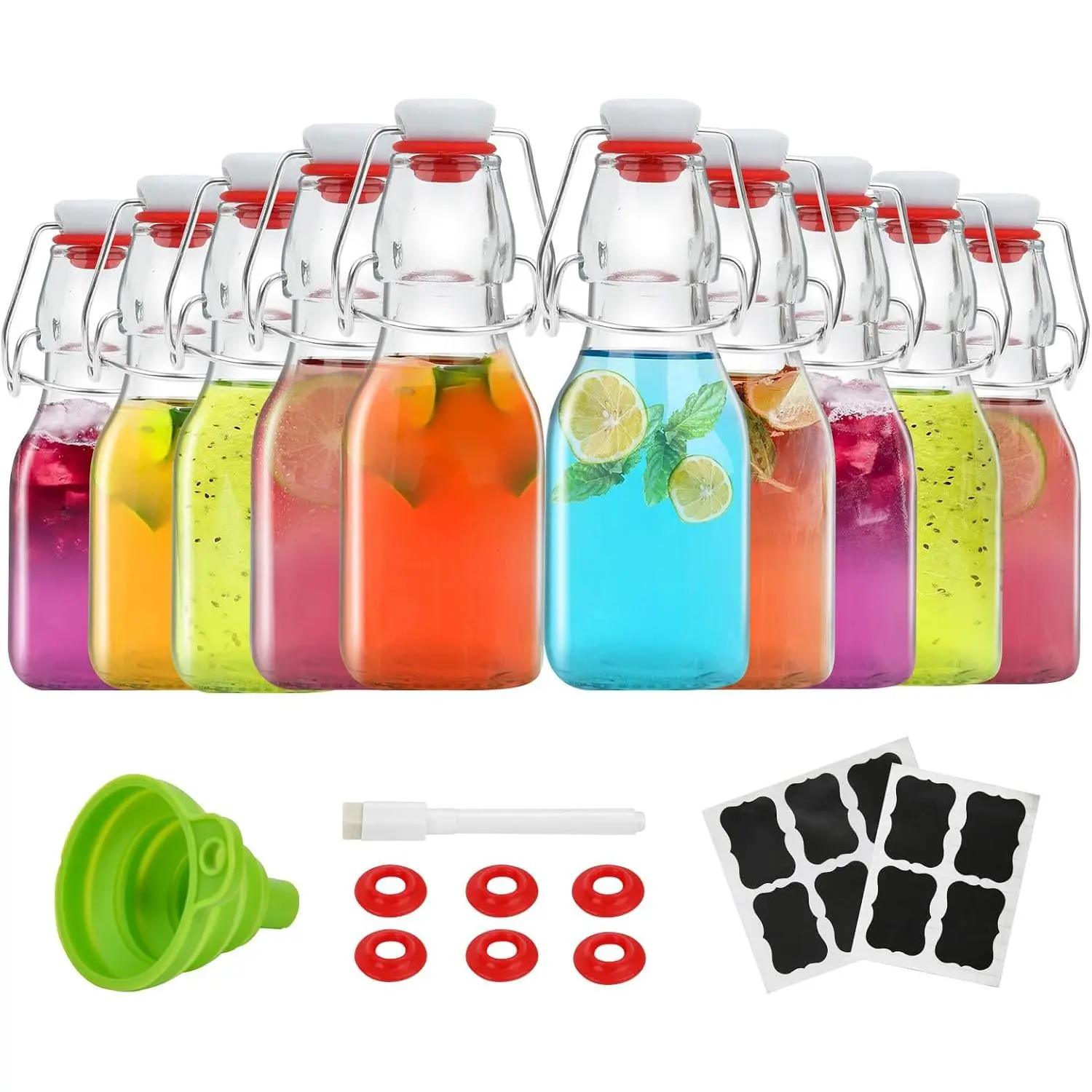 Swing Top Glass Bottles 4 oz With Flip Airtight  for  Brewing, Beverages, Oil, Vinegar, Water, Soda, Kefir, Limoncello, Homemade , vanilla(10 Pack