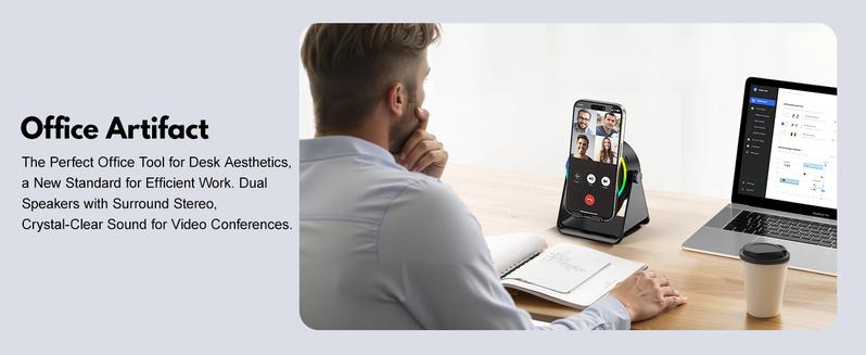 Ships the same day! 6-in-1 wireless sensor Bluetooth speaker with wireless microphone, phone and tablet stand, 8-color RGB wave light, portable karaoke stand. A perfect gift for friends and family. TikTokShopHolidayHaul  set  men