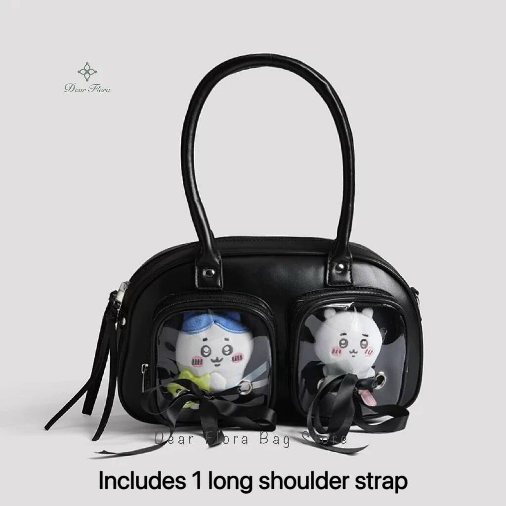 New Y2K Cute Ita Bag Large Capacity Fashion Shoulder Bag Lolita Girls Transparent Cosplay Underarm Bag DIY Badge Display Handbag