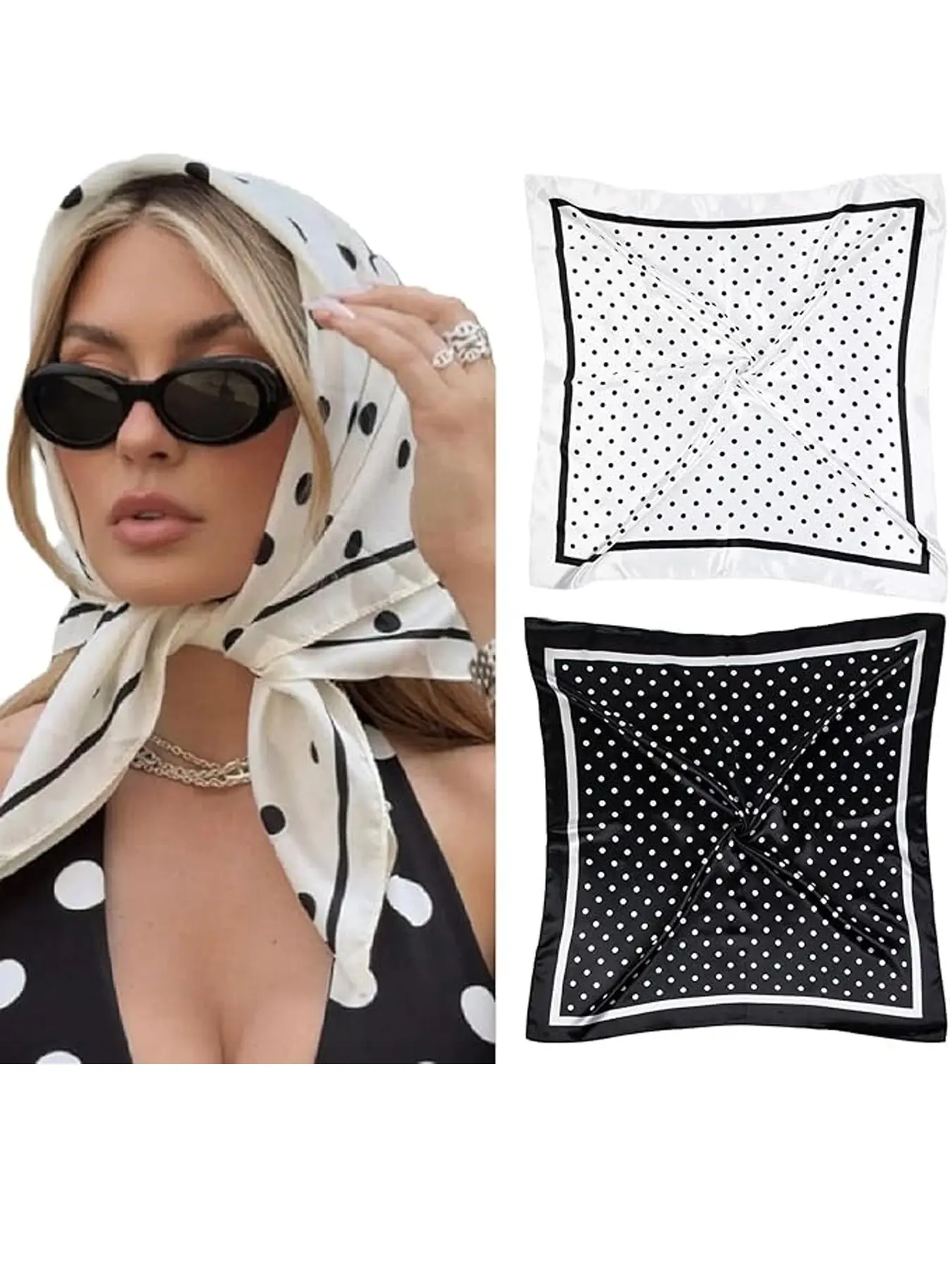 2pcs Women's Bohemian Paisley Print Bandanas, Summer Sun Protection Scarves, Fashionable Polka Dot Wraps, Ideal for Daily & Vacation Wear
