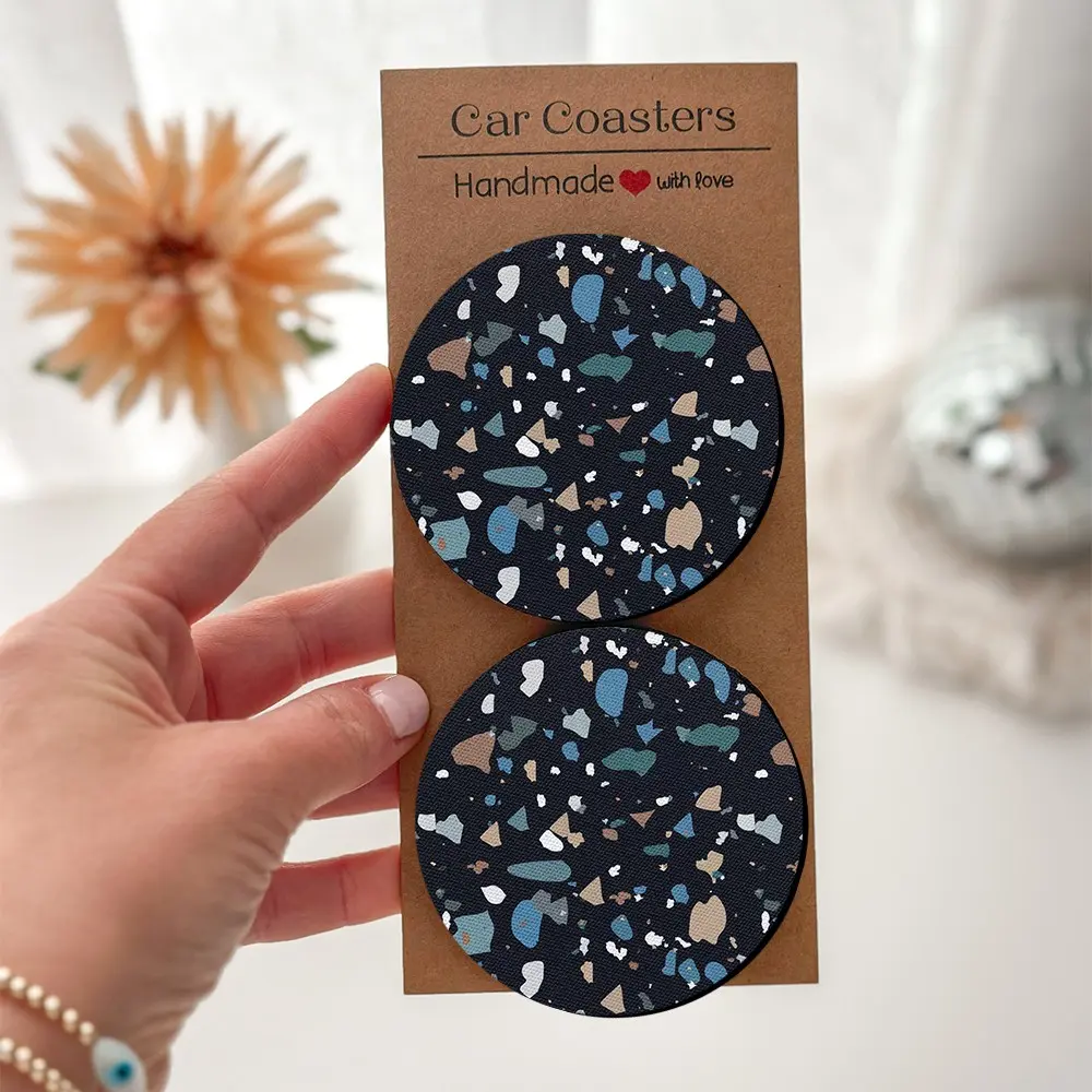 2/4Pcs Desk Coasters for Office - Dark Speckled Mug Pad, Absorbent Work From Home Battlestation Essential, Creative Gift for Her, Birthday Present, Box Decoration