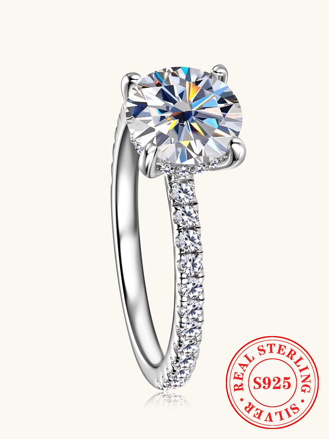 S925 Sterling Silver Ring, Luxury Wedding Engagement Ring for Women, Fashion Jewelry for Party, Daily Decor, Trendy All-match & Exquisite Jewelry for Birthday Gift