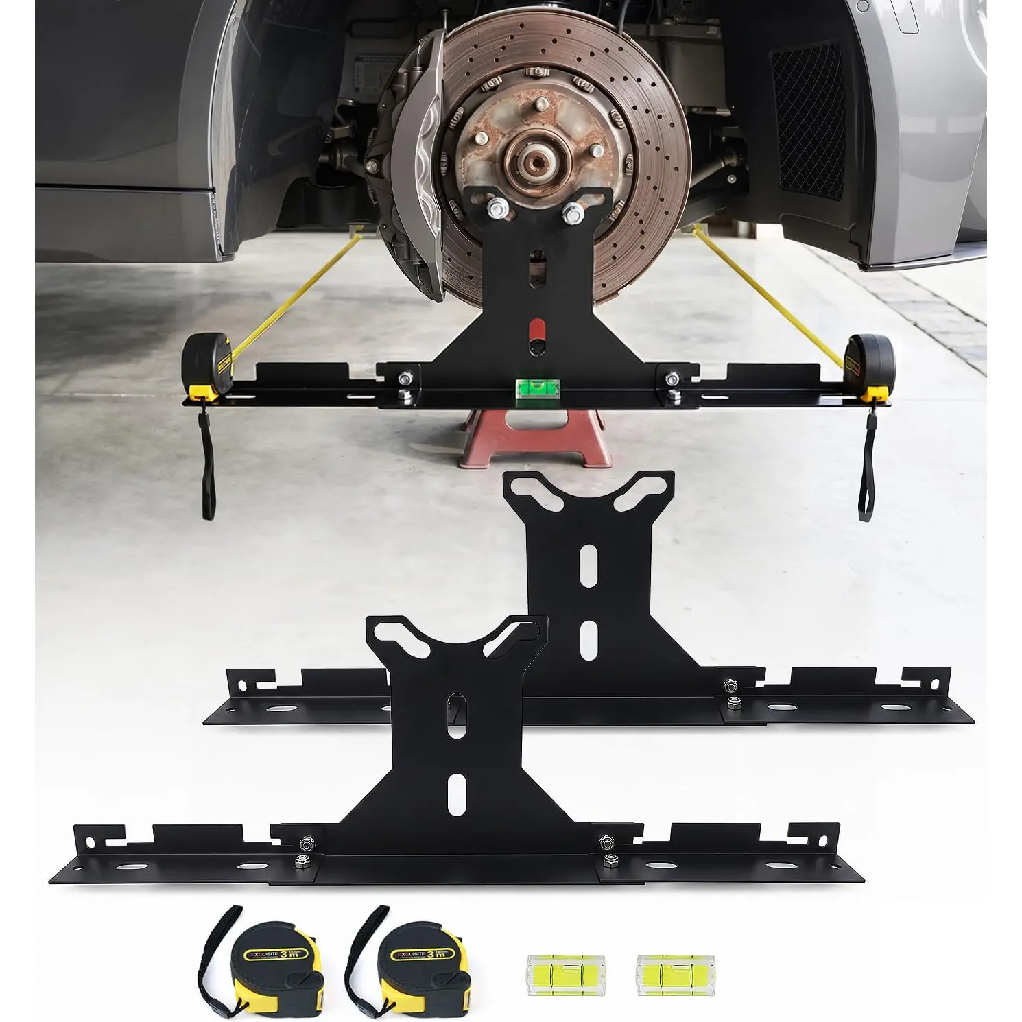 Wheel Alignment Tool to Help Save Shop Time & Cost, Stainless Steel Toe Alignment Plates for DIY Toe Adjustment, Stable Tape Groove Design for Most Cars & Trucks