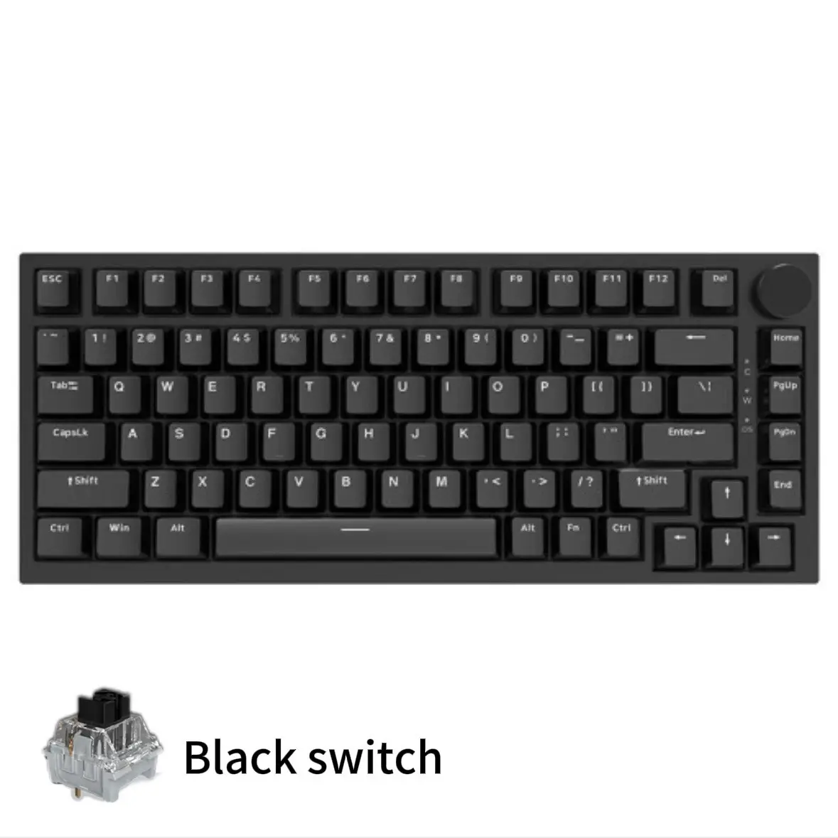 AJAZZ AK820 75% layout wired gaming mechanical keyboard black switch black keycap metal volume knob FN multimedia function 82 key computer office keyboard DIY mixed light support multiple systems suitable for gaming and office