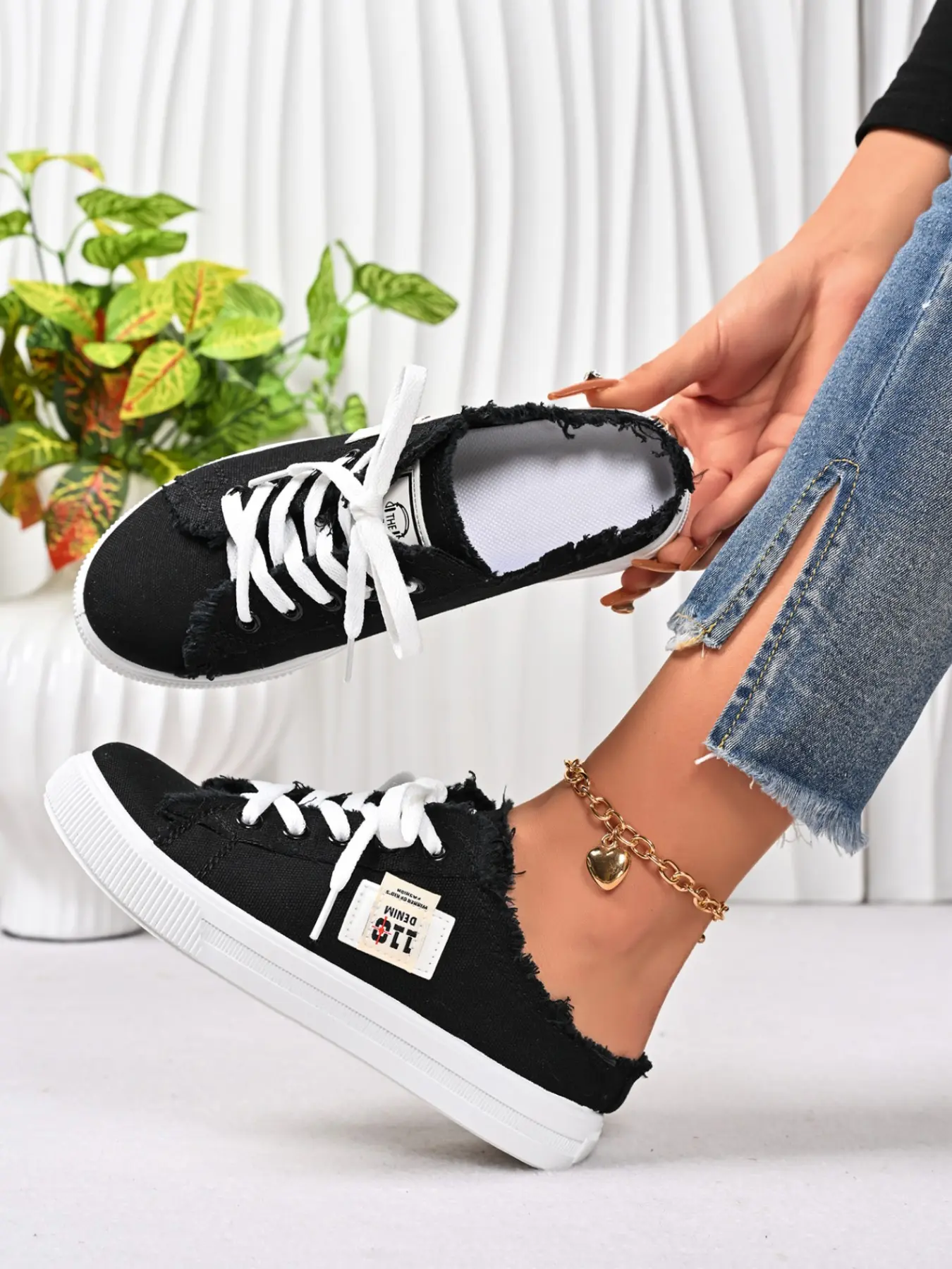 New Summer Denim Canvas Shoes, Two-Way Low Top Trainer Sneakers, Breathable Flat Board Shoes, Casual Women's Footwear for Travel and Shopping