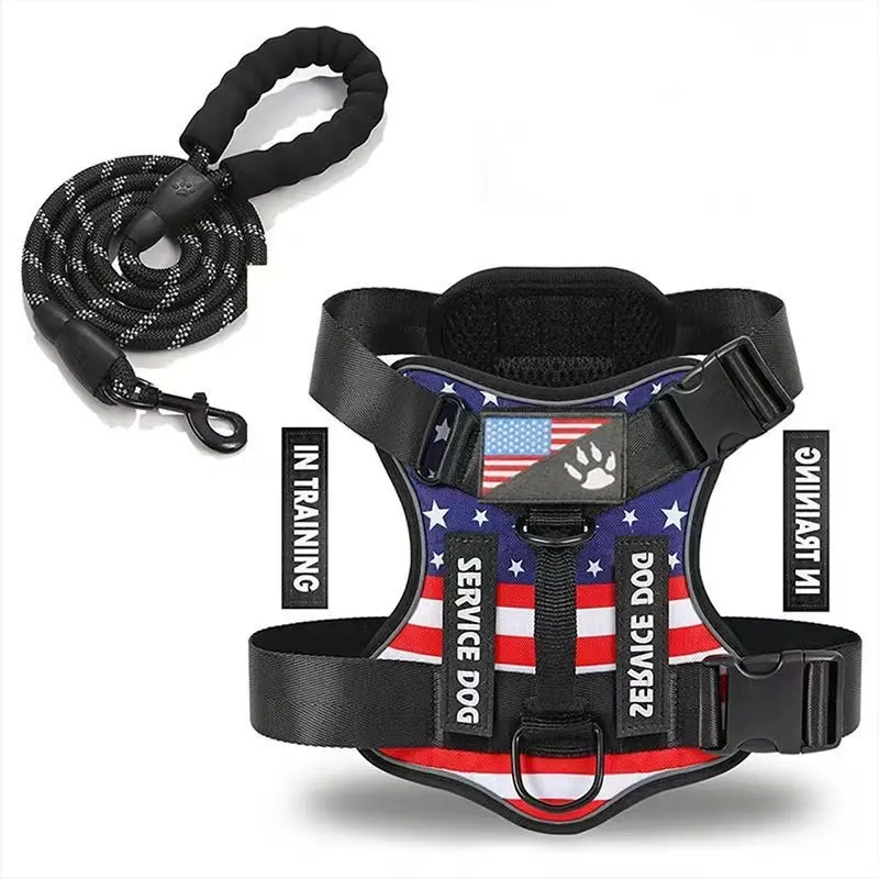 Shock Absorbing No Pull Tactical Dog Harness Reflective Walking Chest Harness For Medium Large Dogs Outdoor Training