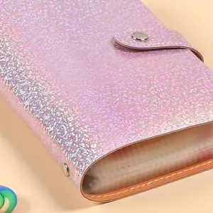 A6 color synthetic artificial leather cash storage notebook, 50 pages, large capacity, suitable for storing cash, photos, seals and bank cards, 3-ring bound photo album, rectangular design, used for organizing photo albums