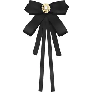 Womens Bow Tie, Clip  Bow Ties Pre Tied Bowtie for Women Girls Ribbon Rhinestone Bow Tie for Shirt Uniform Wedding