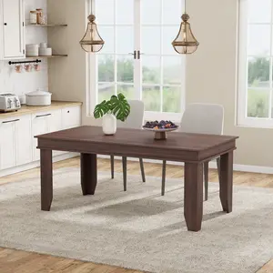 Farmhouse Dining Table for 6-8 – 63"/71" Long Uniform Wood Rectangular Kitchen & Dining Room Table – Sturdy Frame, Large 6ft Non-Extendable Table – Modern Rustic Style