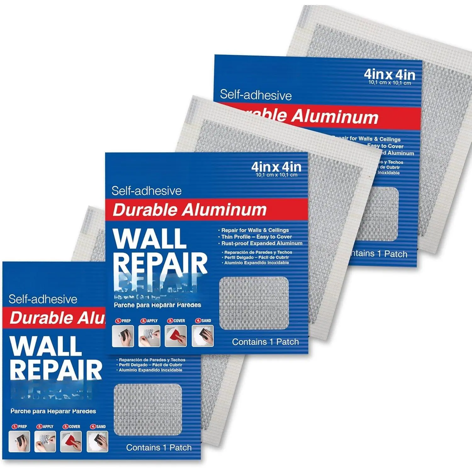 ® 4 in. x 4 in.  Self-Adhesive Wall Repair Patch (3-Pack) – Expanded Perforated Rust-Resistant  with  Adhesive Backing for Interior Wall Repairs