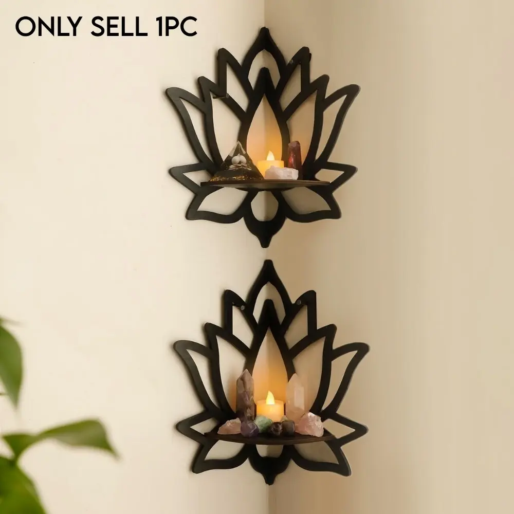 1pc Butterfly Wall Hanging Home Decor, Room Decor Boho Black Wooden Corner Shelves Set Craft Handmade Gift, Crystal & Essential Oil Display, Wall Mounted Floating Shelves for home decor - Perfect for Valentine's Day, Mother's Day