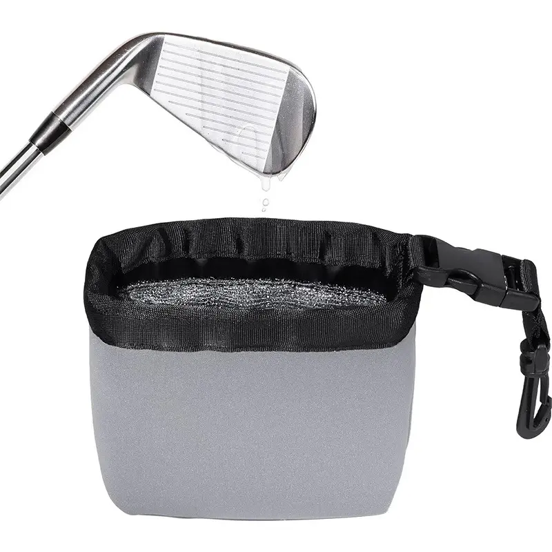 Portable Golf Club Cleaning Pouch, Wet Dry Golf Club Cleaner Bag, Hands-Free Golf Club Brush Wipe Pouch for On-Go Golfers