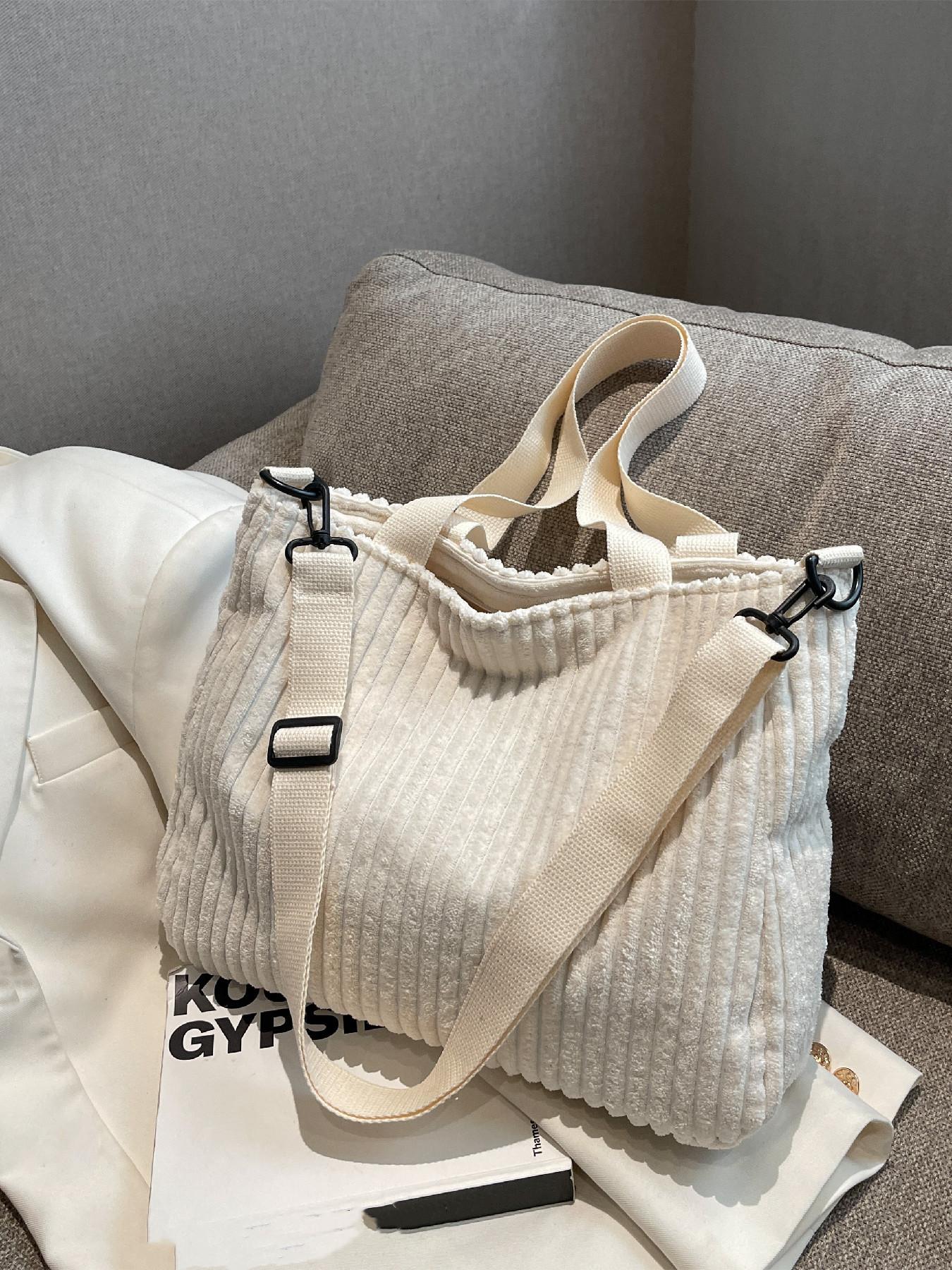 Summer 2025 New Arrival Women's Preppy Minimalist Tote Bag As Gift, Trendy Large Capacity Shoulder Bag, All-match Shoulder Bag for Daily & School Use, Clean Girl Commuter Bag for Teen Student, Valentine's Day, Gift, Everyday Bag