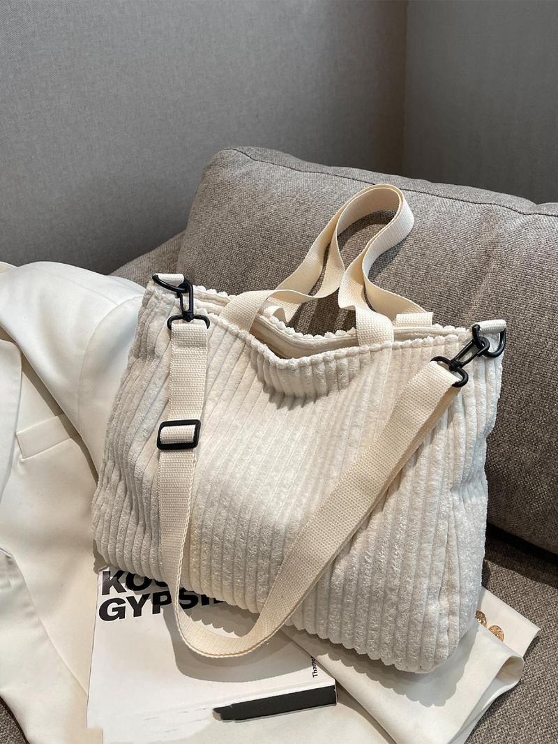 Summer 2025 New Arrival Women's Preppy Minimalist Tote Bag As Gift, Trendy Large Capacity Shoulder Bag, All-match Shoulder Bag for Daily & School Use, Clean Girl Commuter Bag for Teen Student, Valentine's Day, Gift