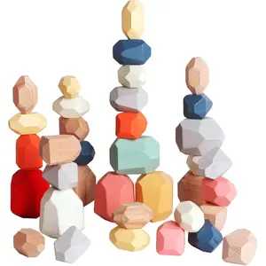 36 PCS Wooden Sorting Stacking Rocks Stones,Sensory Toddler Toys Learning Montessori Toys, Building Blocks Game for Kids 3 4 5 6 Years Boy and Girl Birthday Gifts for Kidsfidget toys