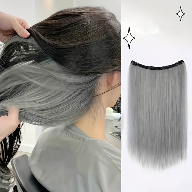 Colorful Party Highlight Clip-in Hair Extensions for Women 22inch Multi-color Multi-section Straight Hair Synthetic Hairpieces Party