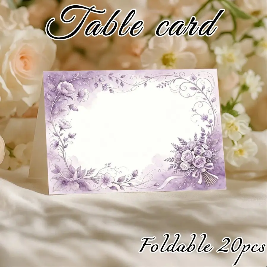 20PCS Foldable Seat Cards, Elegant Watercolor Floral Wedding Table Place Cards, Wedding Engagement Party Decorations, 3.5 X 4.7 Inches