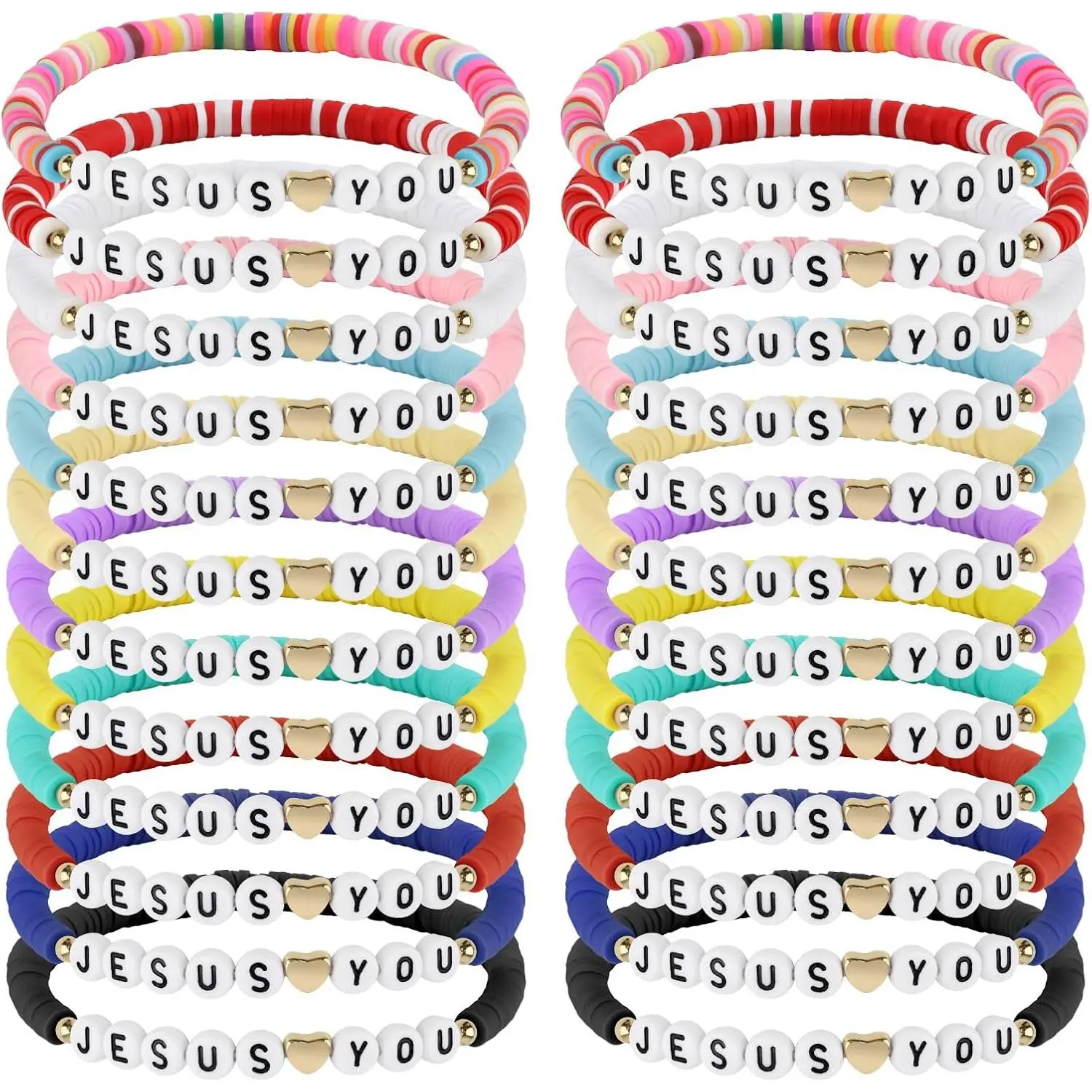 24PCS Jesus Loves You Bracelets Friendship Bracelets Bulk Christian Friendship Jewelry Easter Gifts for Women Men Inspirational Religious Gift