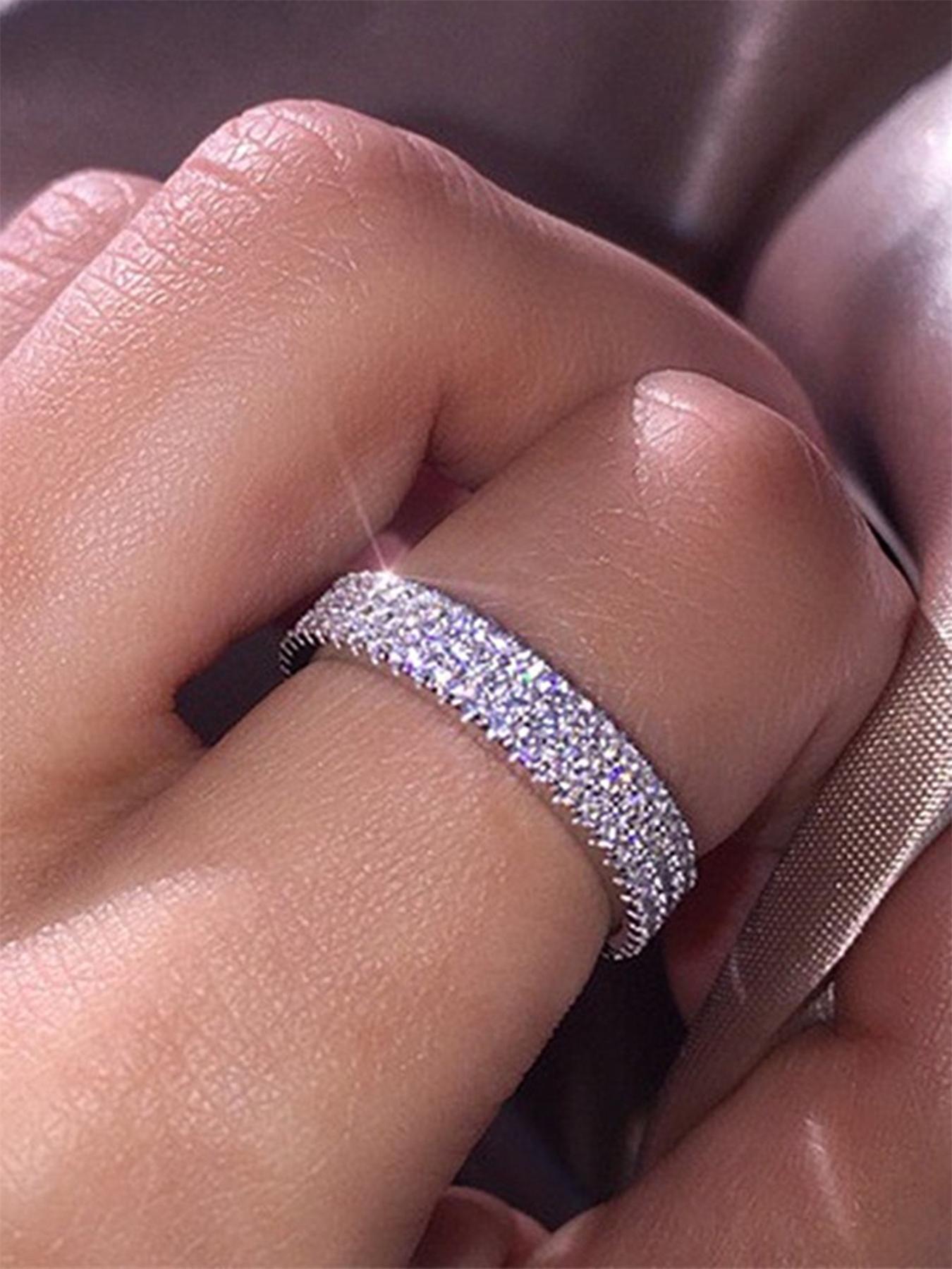 925 Sterling Silver Fashionable Elegant Rhinestone Decorated Ring, Luxury Jewelry for Women, Trendy All-match & Exquisite Jewelry for Birthday Gift