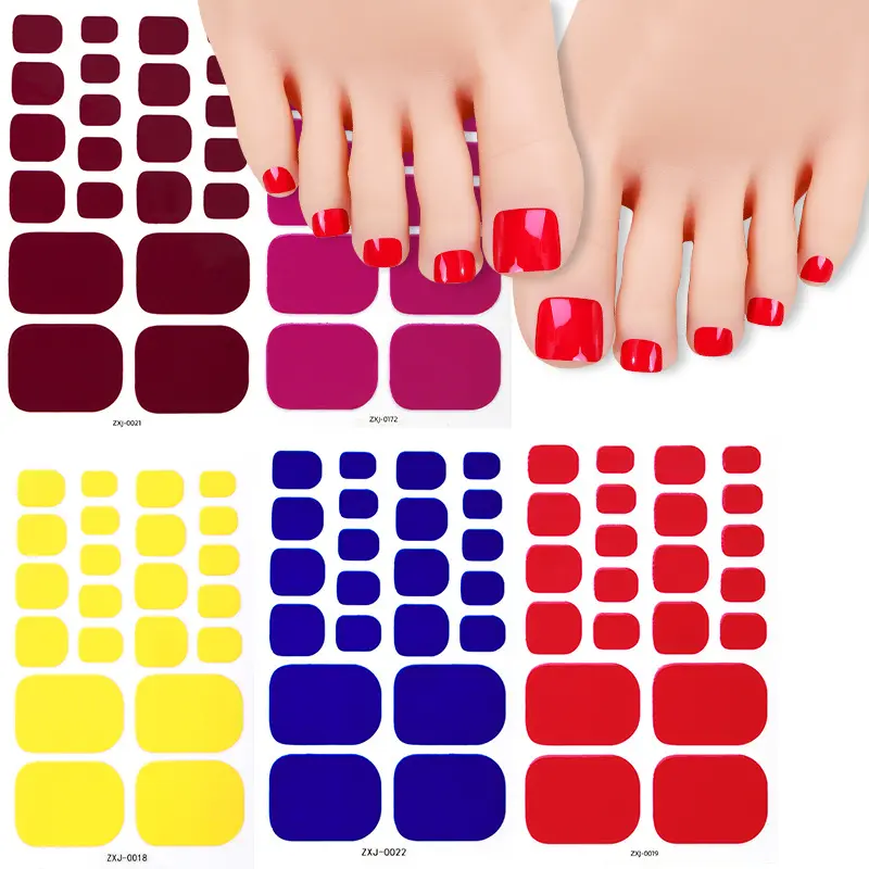 Minimalist Toe Nail Stickers, Solid Color Toenail Wraps, Waterproof DIY Pedicure Nail Art Decals for Women