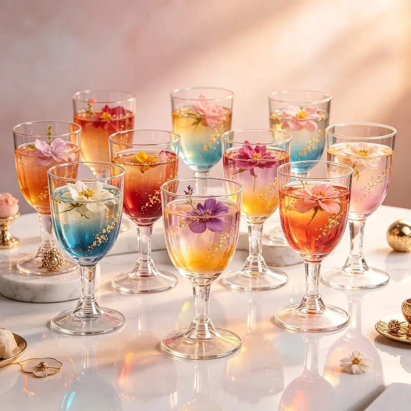 52Pcs tall champagne glasses, clear ribbed martini coupe glasses, red wine glasses, beverage glasses, goblets, cocktail glasses, plastic glasses, polystyrene food contact grade materials, reusable, tequila, Halloween party