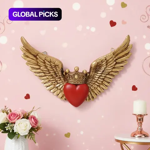 Resin Crown Heart Wings Decorative Hanging Ornament, Valentine's Day Handmade Wall Art, Room Decoration for Living Room, Study, Shop, Party, Home Decorative Ornament #GLOBAL PICKS