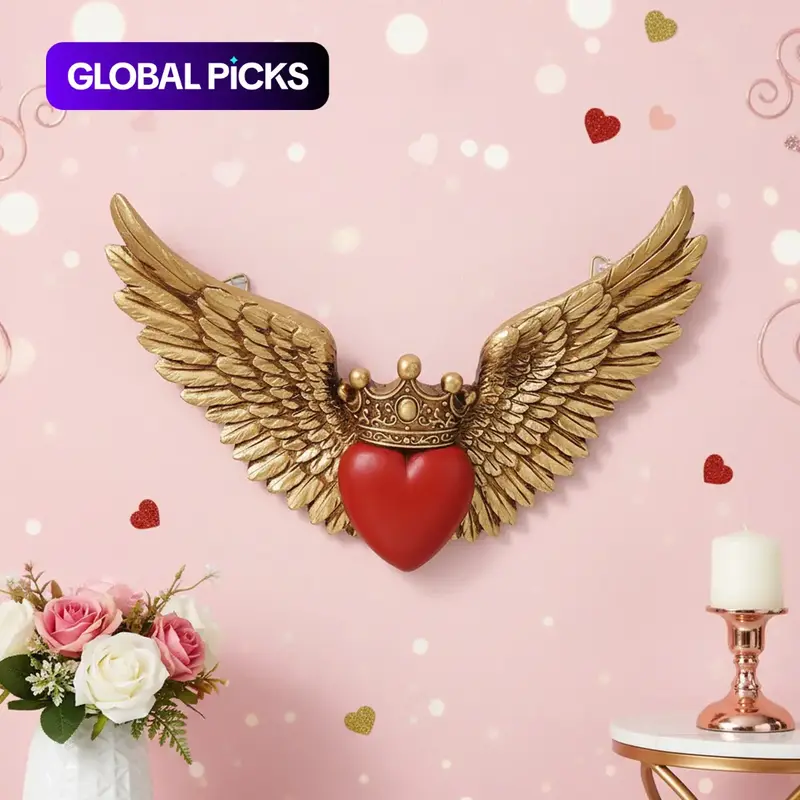 Resin Crown Heart Wings Decorative Hanging Ornament, Valentine's Day Handmade Wall Art, Room Decoration for Living Room, Study, Shop, Party, Home Decorative Ornament #GLOBAL PICKS