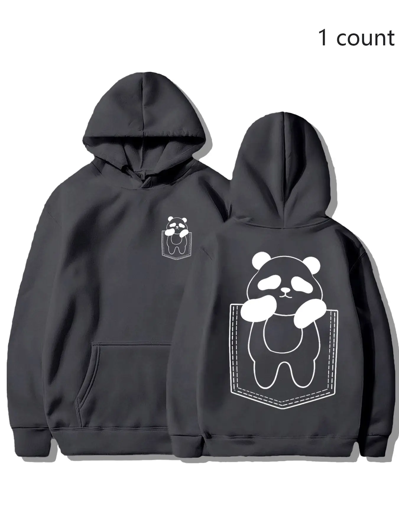 Sober Ny Cute Pocket Panda Hoodie, Unisex Casual Street, Kawaii Cartoon Graphic, Kangaroo Pocket, Soft Fleece Pullover