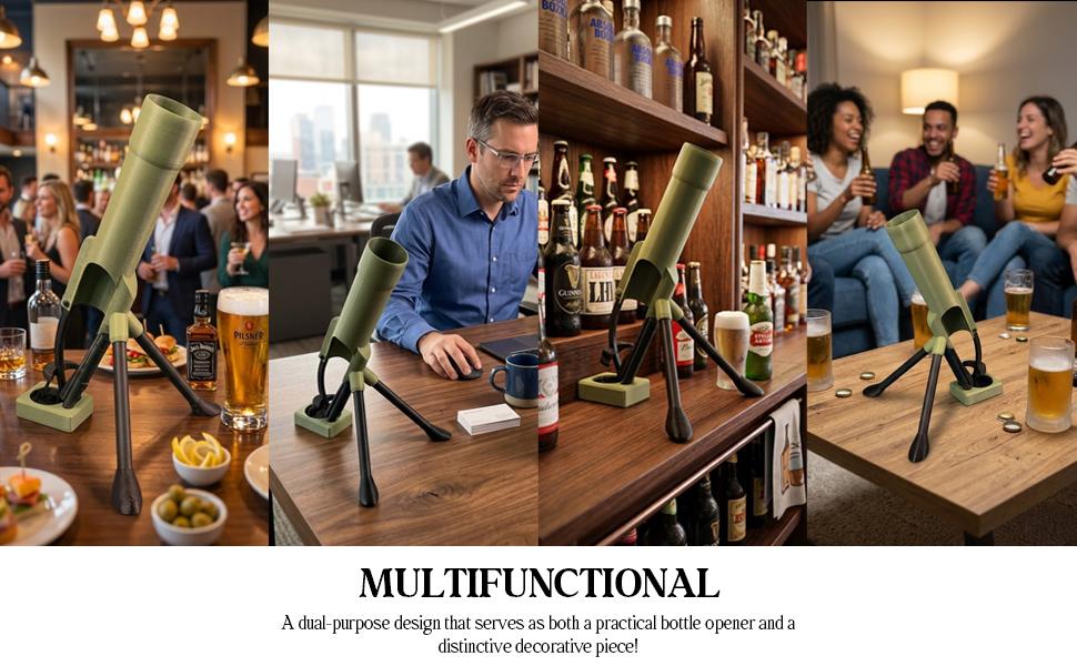 Mortar Bottle Opener Beer Bottle Mortar Opener Tube, 51mm Heavy Duty Tactical Cap Launcher Hands-Free, Funny Beer Bottles Opener For Bars Desks Shelves Home Party Bar Desk Decor