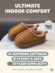 New Autumn Winter Kids Slippers, Simple Style Girls Indoor Home House Slipper Fleece Lined Thick Warm Bottom Boys Bedroom Slippers, Fuzzy Warm Slippers