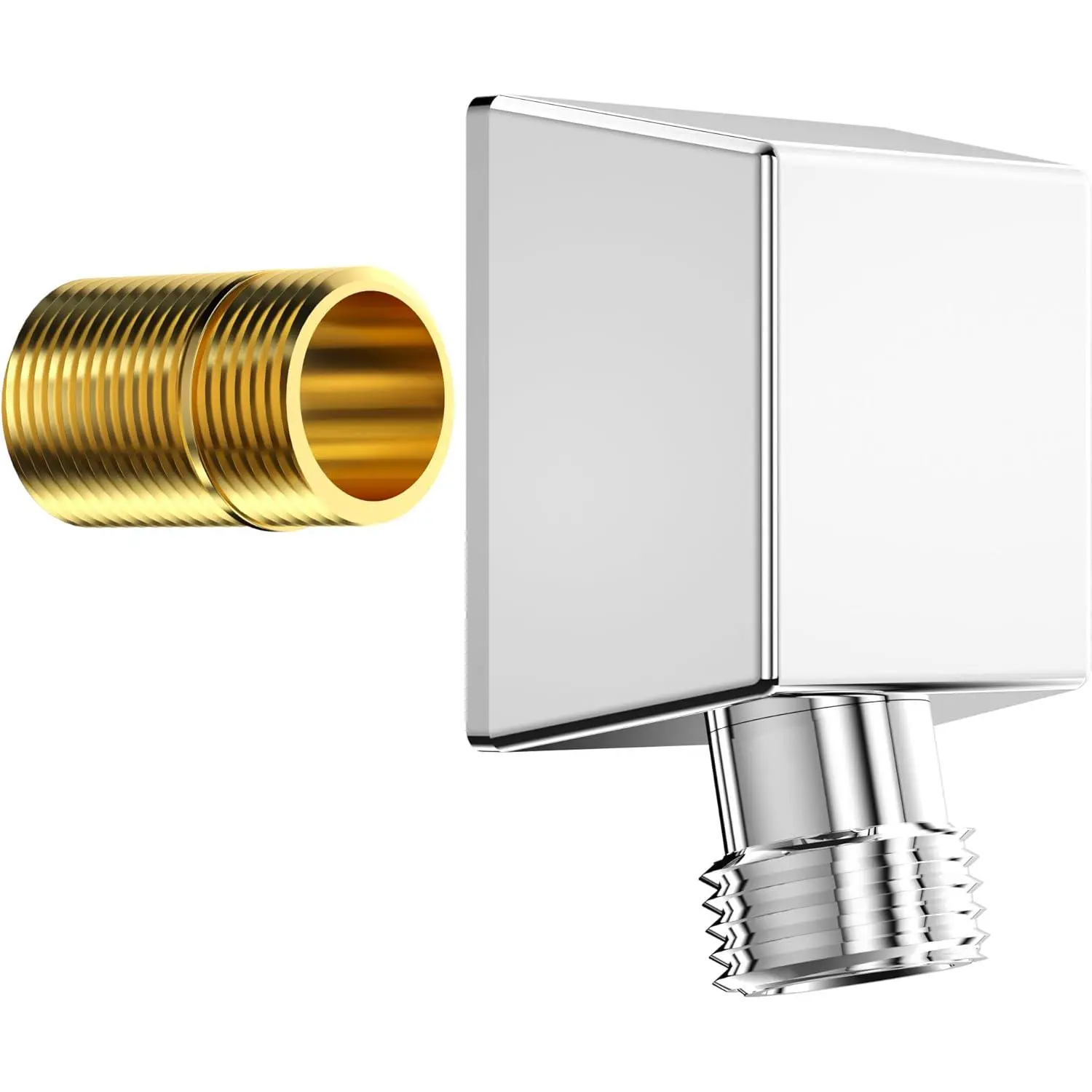100% Solid Brass Wall Mounted Supply Elbow for Hand Shower, Check Valve Included (Polished Chrome)