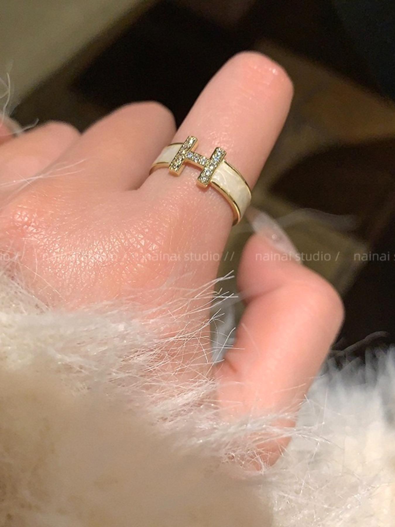 Letter Design Cuff Ring, Adjustable Open Ring, Fashion Jewelry Accessories for Women & Girls, Trendy All-match & Exquisite Jewelry for Birthday Gift, Alphabet Design Ring