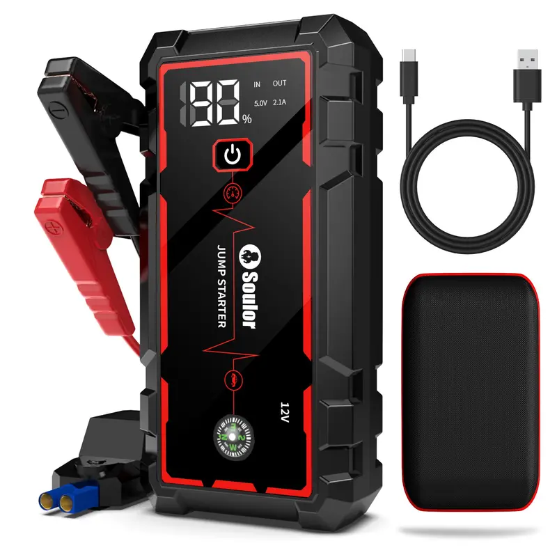 Soulor CY20 Plus-20000mAh Jump Starter & Power Bank 12V Booster with LED Flashlight EVA Bag for Cars SUVs Motorcycles Trucks Boats