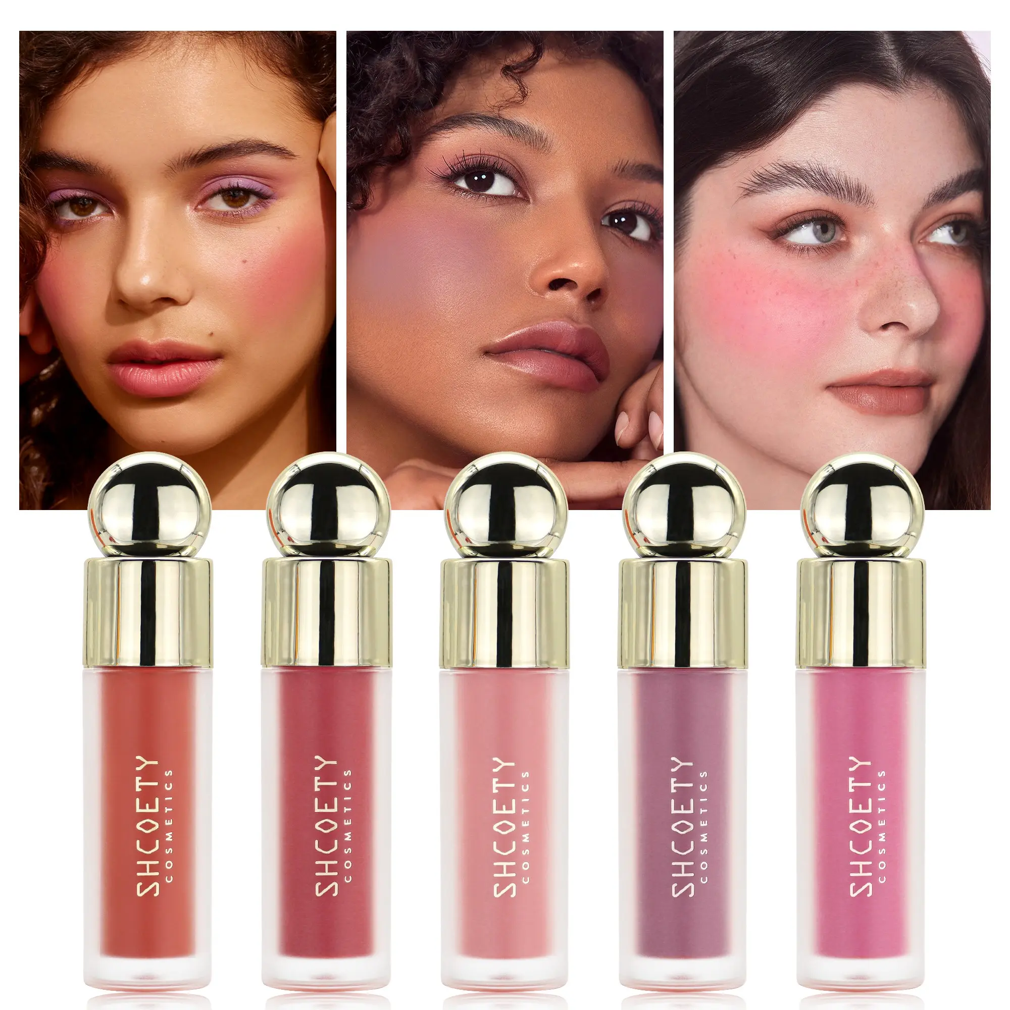 5Pcs Matte Liquid Lip Gloss Set, Natural High-Pigment Blush, Lightweight Hydrating & Smooth, Silky Skin-Fitting for Contour & Brightening, Multi-use All-match Long Lasting Makeup for Lips, Cheeks & Eyes