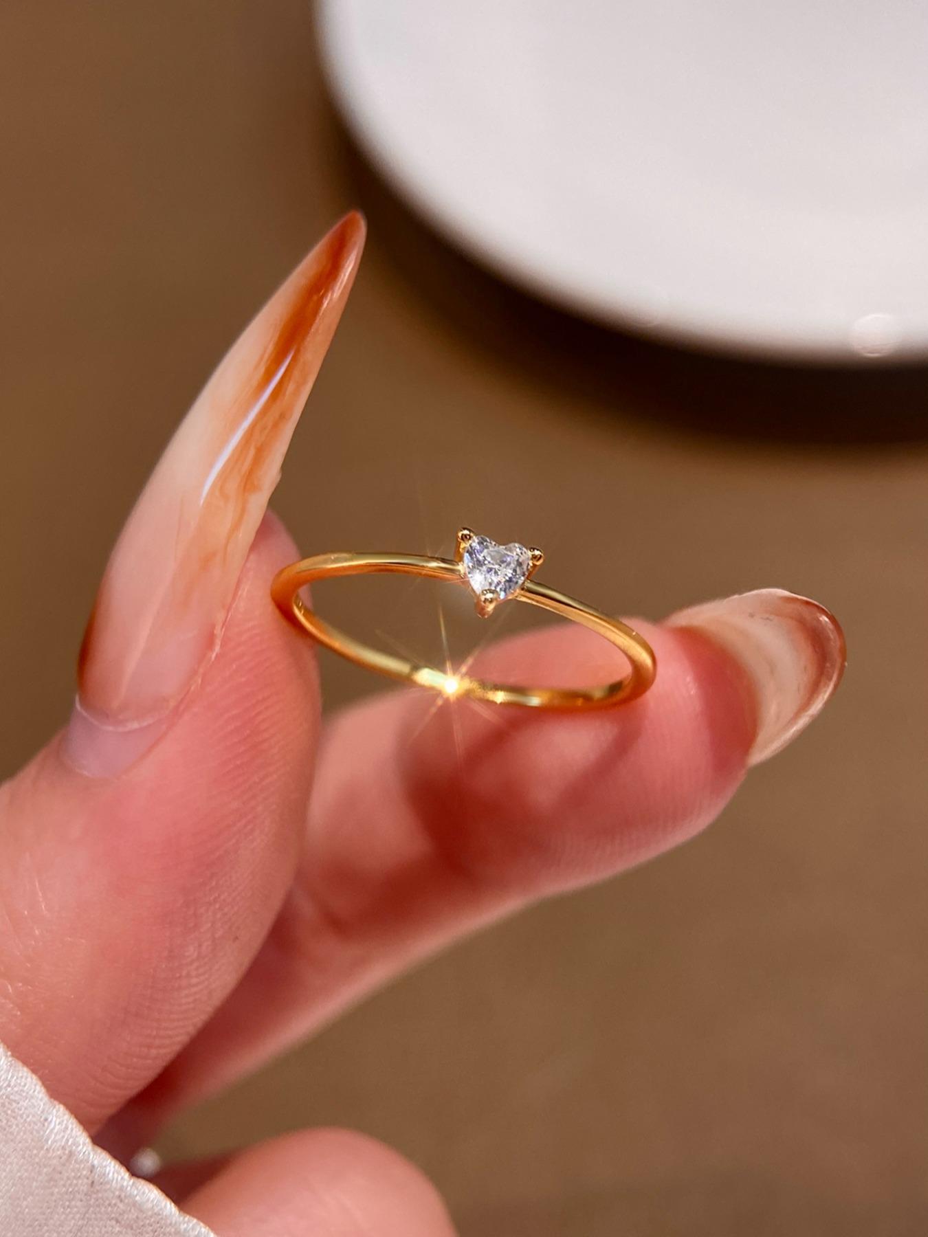 S925 Sterling Silver Heart Shaped Artificial Zirconia Ring, Elegant Compact Ring for Women & Girls, Fashion Promise Ring, Fashion Jewelry for Party, Daily Decor, Trendy All-match & Exquisite Jewelry for Birthday Gift