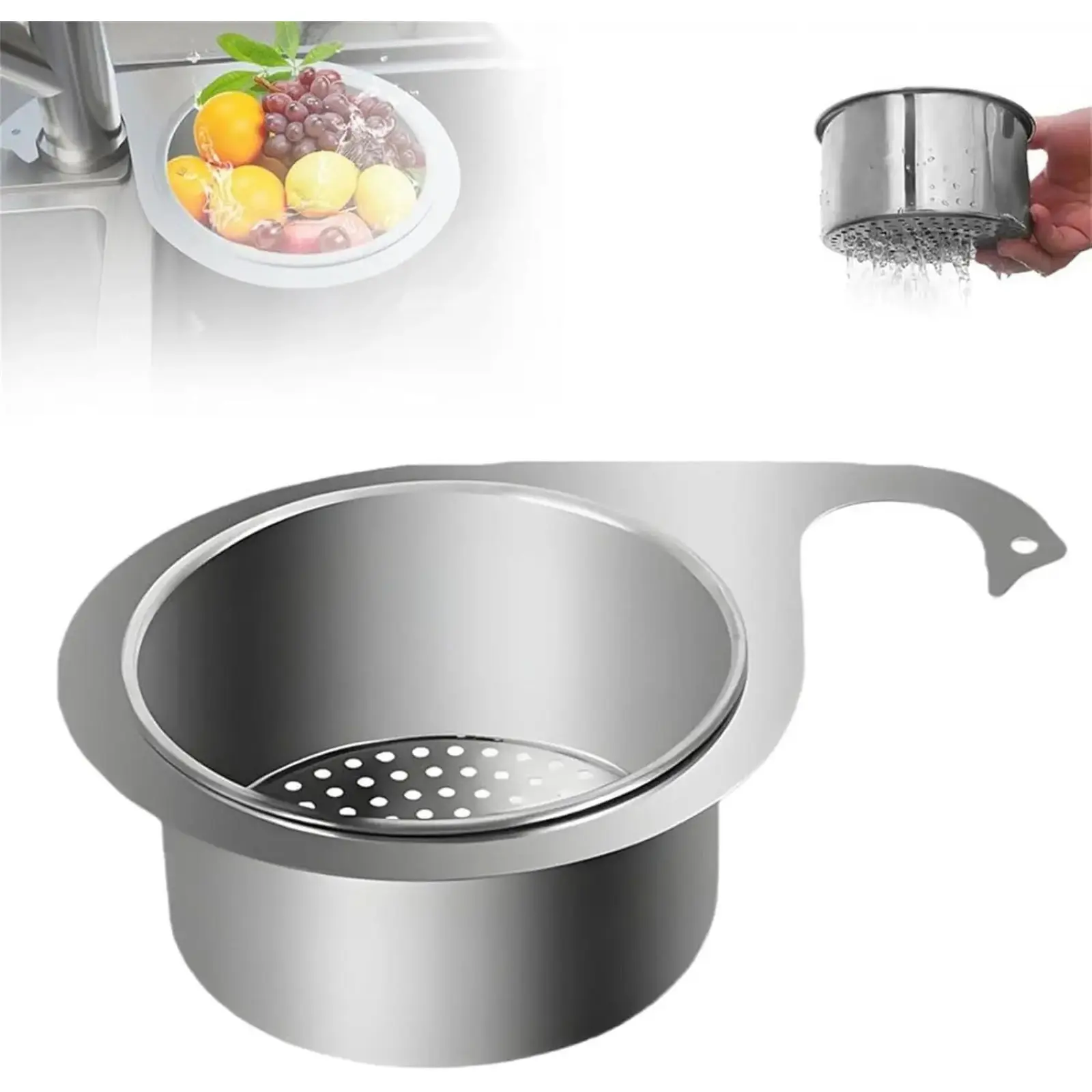 Stainless Steel Swan Sink Strainer Basket, Faucet Hanging Filter Basket, Multi-Functional Drain Basket Quick Drain Kitchen Tools, Drain Basket for Fruit, Vegetable