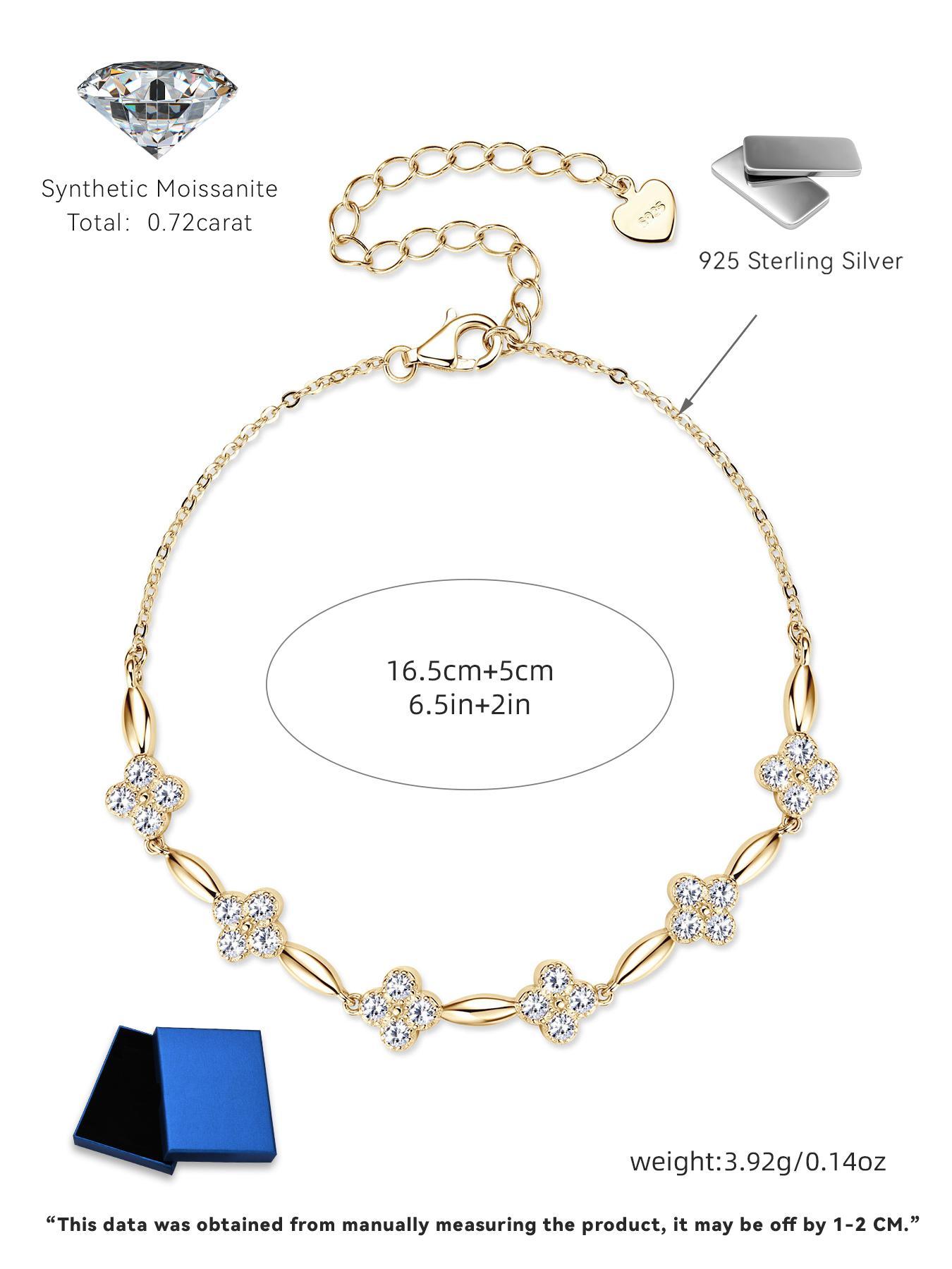 S925 Sterling Silver Flower Design Lobster Closure Bracelet, High Quality Bracelet, Fashionable Synthetic Moissanite Decorated Bracelet for Women & Girls, Trendy All-match & Exquisite Jewelry for Birthday Gift