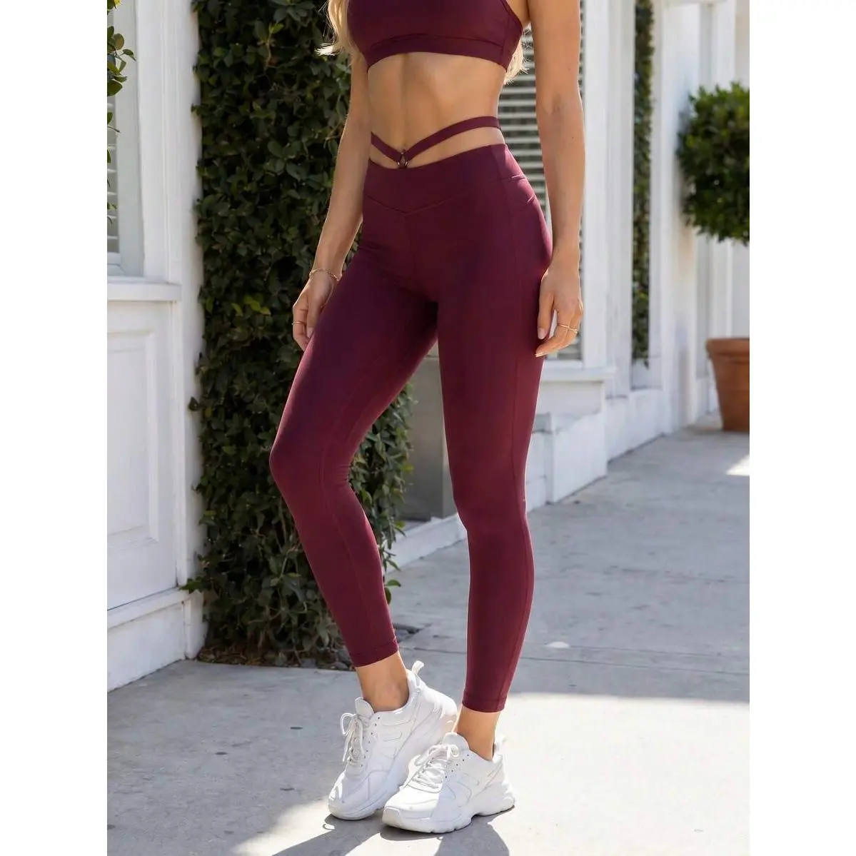Menodora Sport Women's High-Waist Solid Fabric Yoga Workout Leggings - Tummy Control Fitness Wear with Back Cutout, Pockets, Flared/Bootcut Design for Everyday Fitness, Pole Dance