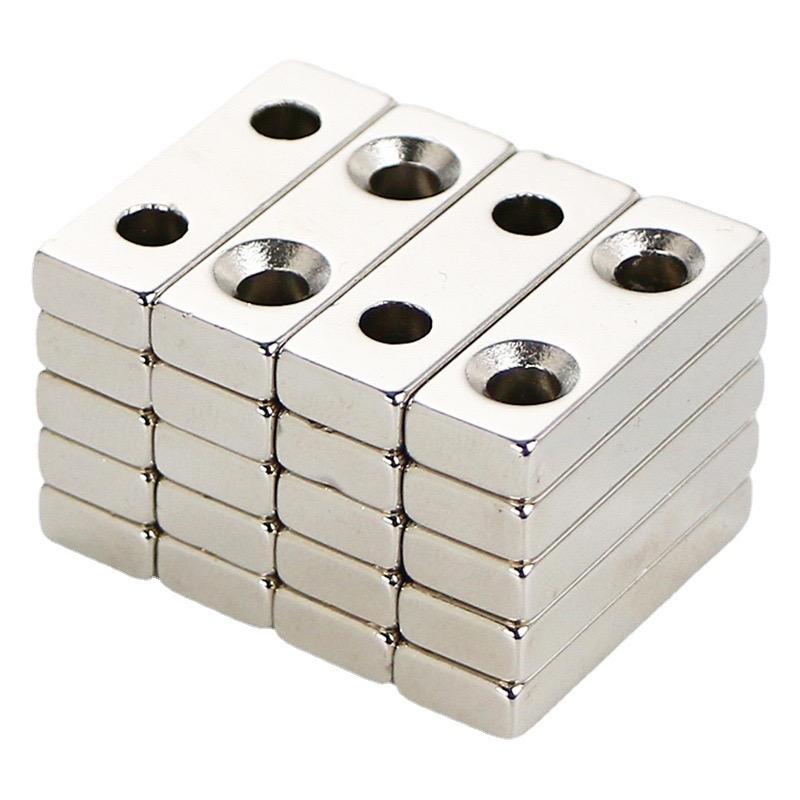 Strong Neodymium Square Magnets, Double Hole Design Magnets, Durable Multi-Application Magnetic Tool for Door, Window, Cabinet, Hardware
