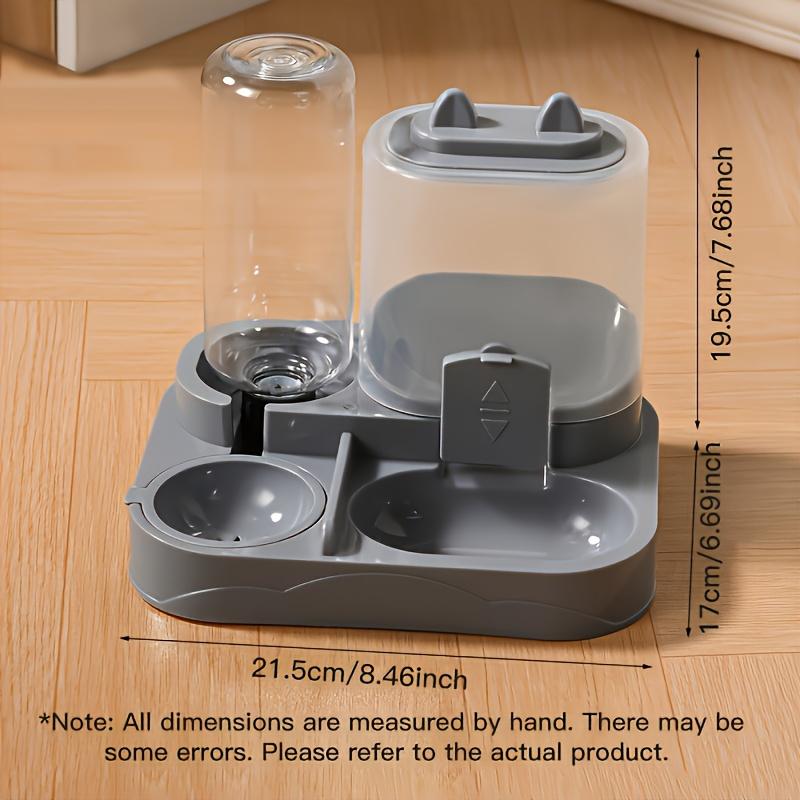 Automatic Cat Feeder and Water Dispenser, Dual Function Pet Food Station, Durable Plastic, Easy Clean, No Battery Needed, 8.46x7.68x6.69 Inch